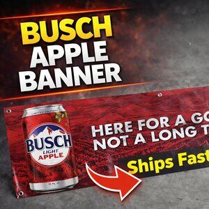 Busch Light Apple Vinyl Banner | 14x40 Inch Limited Edition Beer Decor |